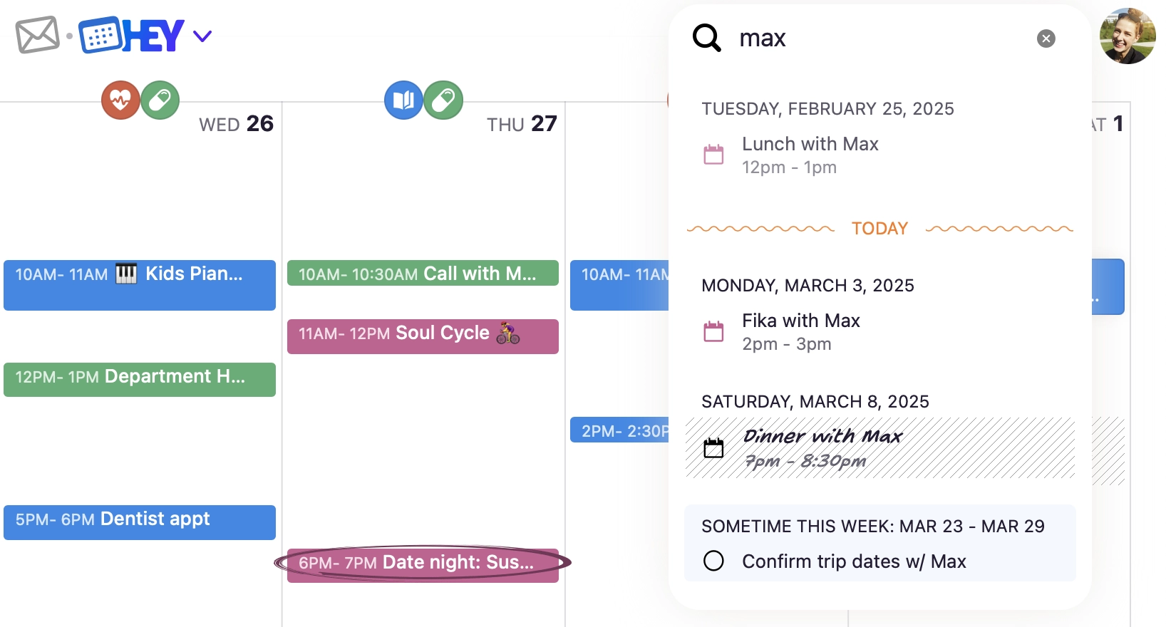 Search in HEY Calendar